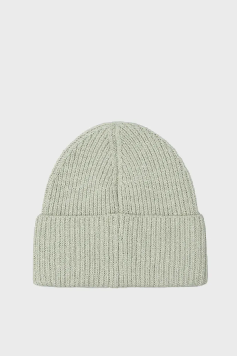 Женская серая шерстяная шапка CK METAL CHUNKY RIB BEANIE 3