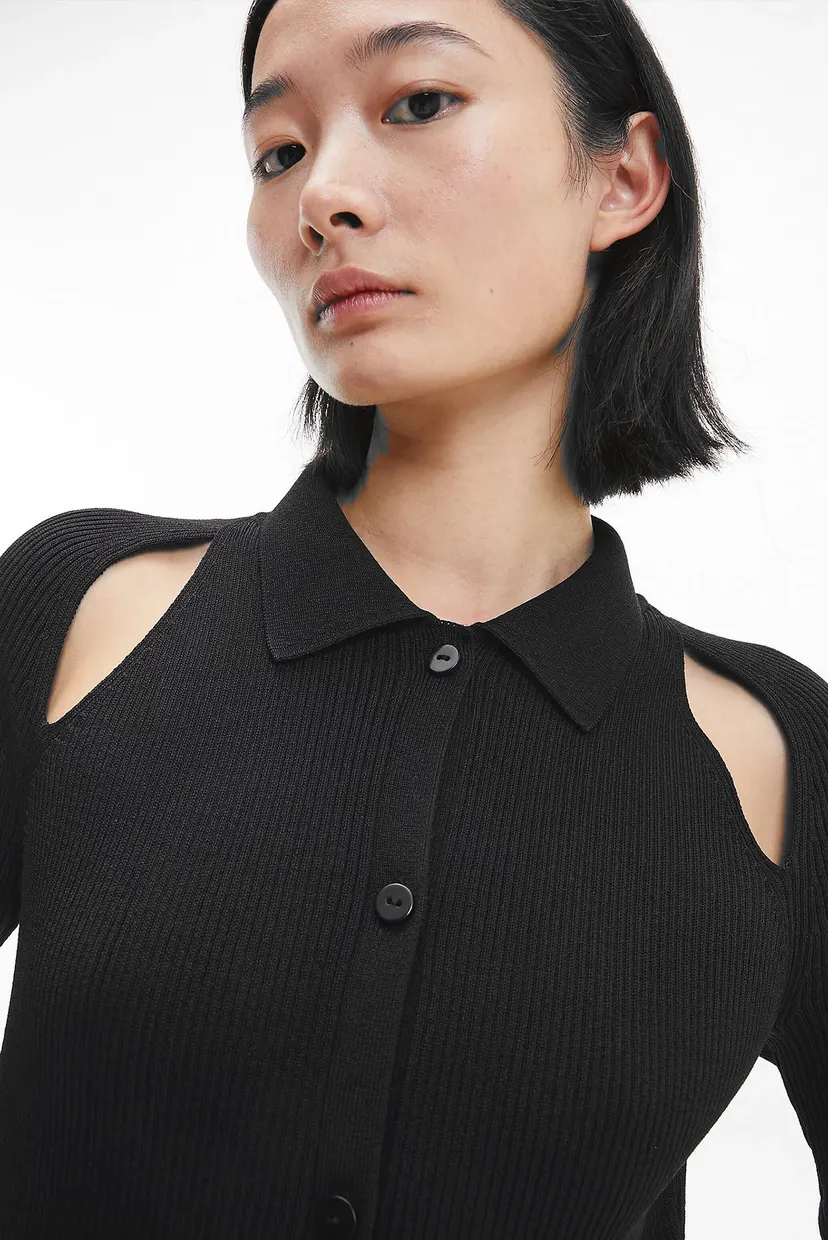 Женское черное платье ICONIC RIB SHIRT 3