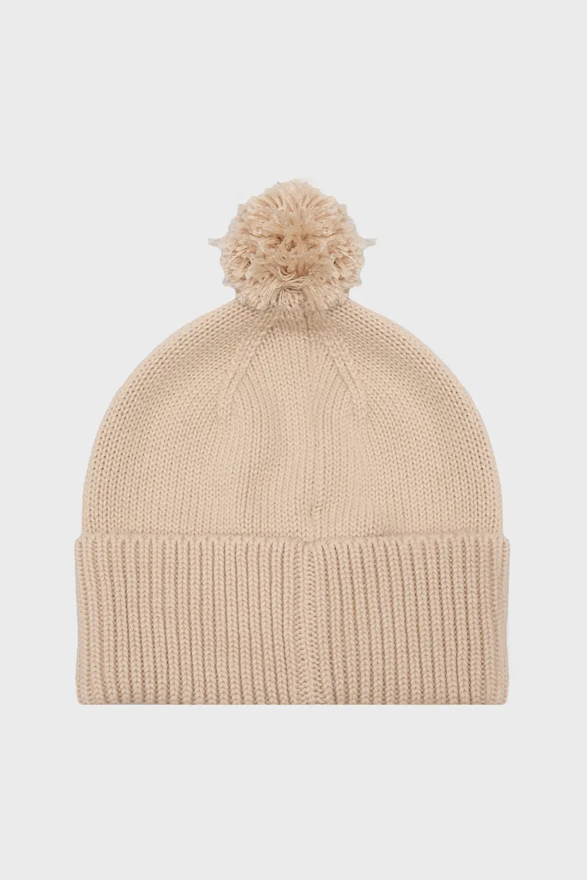 Женская бежевая шапка SEASONAL POM POM BEANIE 3