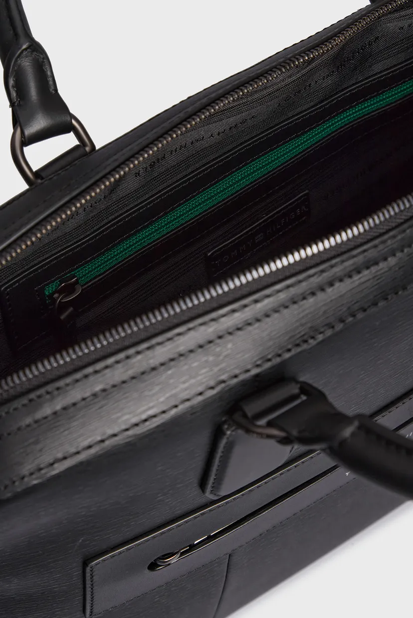 Мужская черная кожаная сумка для ноутбука TH BUSINESS LEATHER COMPUTER BAG 6
