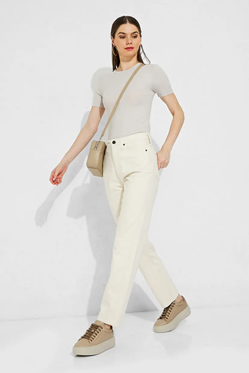 Джинсы HIGH RISE SLIM STRAIGHT - ECRU 4