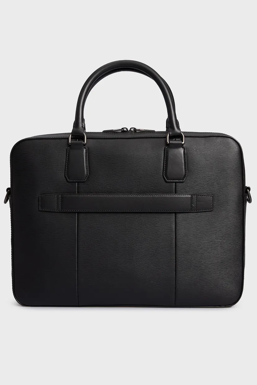 Мужская черная кожаная сумка для ноутбука TH BUSINESS LEATHER COMPUTER BAG 4