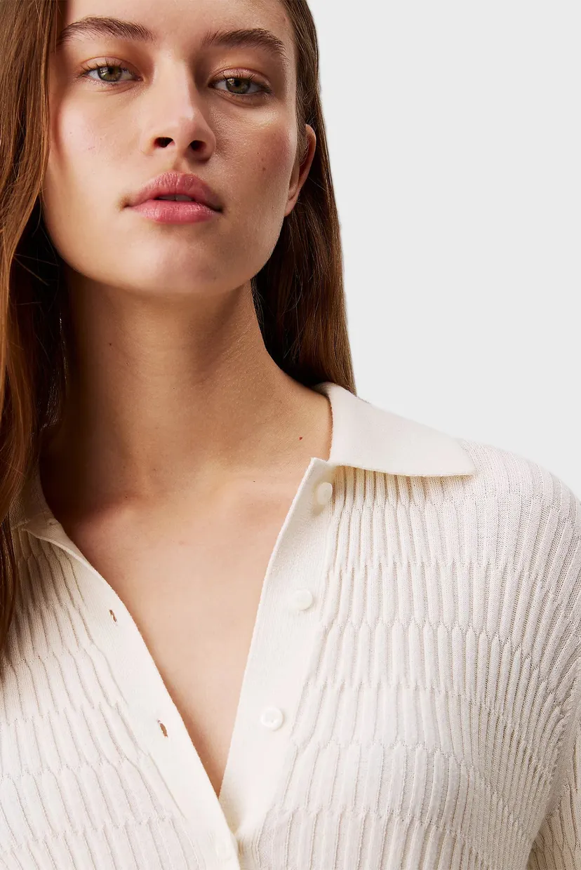 Женское белое поло VISCOSE BLEND TEXTURE 4