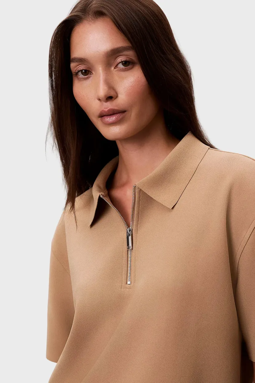 Поло SS TAILORED KNIT COLLAR ZIP TOP 4