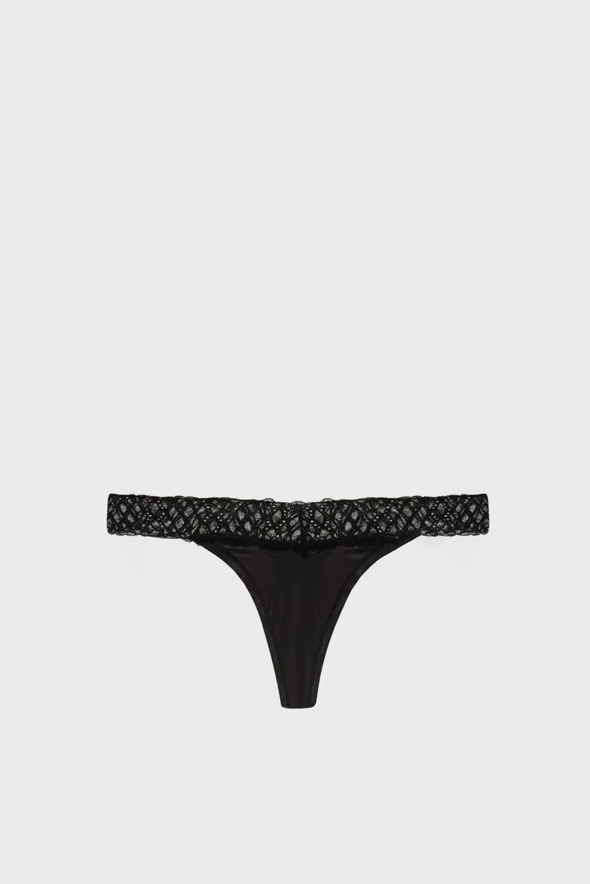 Женские черные трусики THONG 7