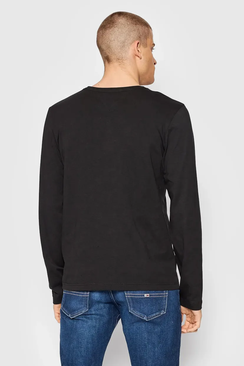 Мужской черный лонгсливTOMMY LOGO TEE 3