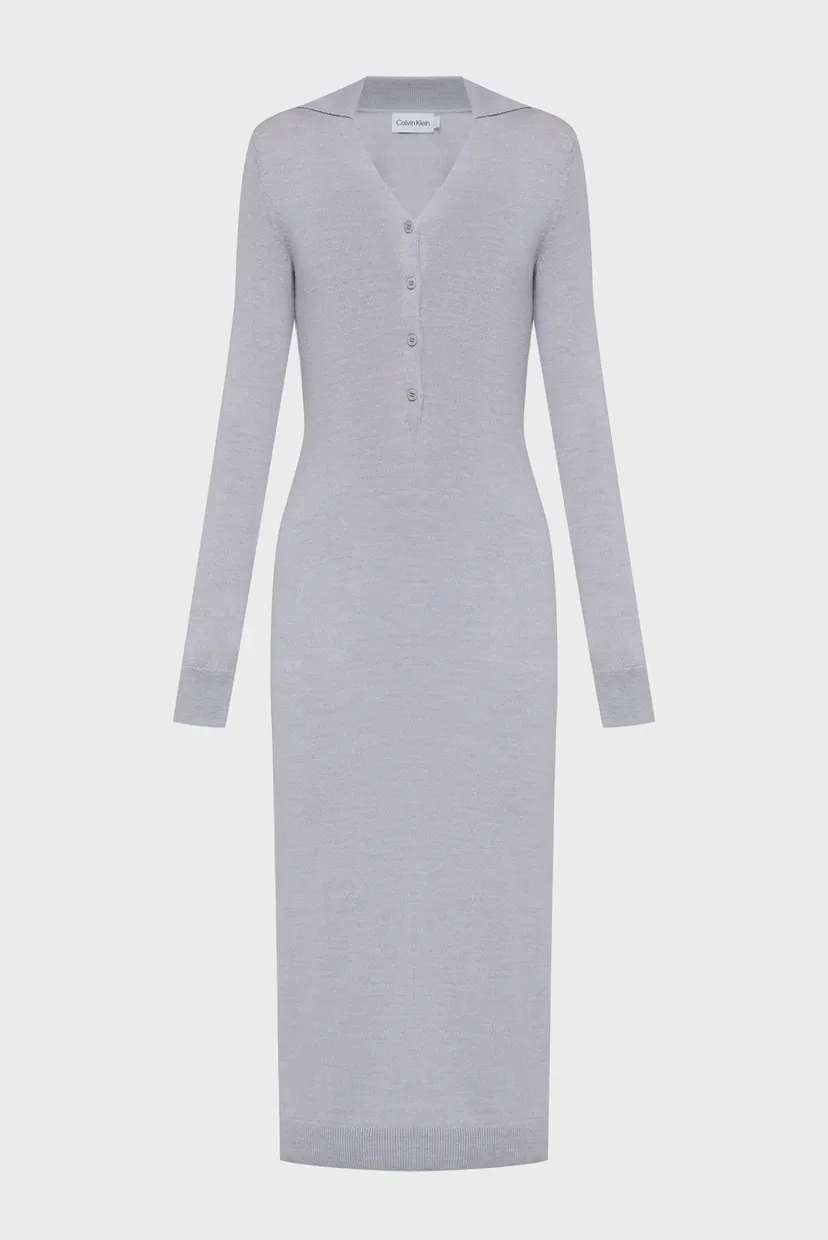 Женское серое шерстяное платье MERINO WOOL BUTTON 6