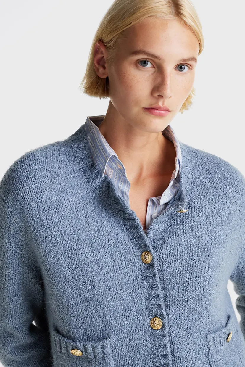 Женский синий кардиган TEXTURED GOLD BUTTON LADY JACKET 4