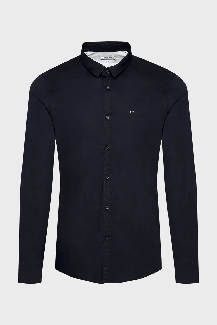 Мужская черная рубашка STRETCH POPLIN SLIM 5
