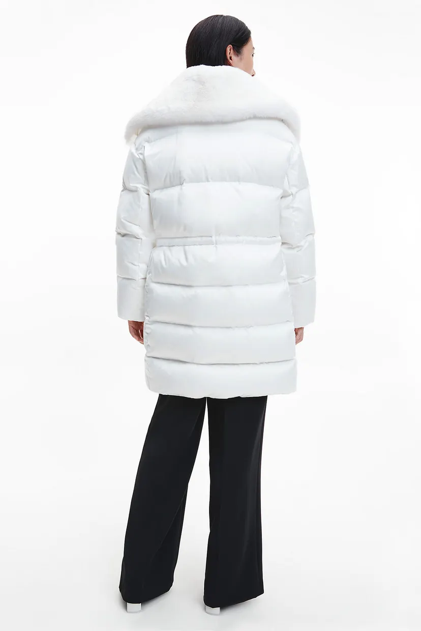 Женский белый пуховик LUX SATIN PUFFER COAT 3
