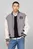 Мужской серый шерстяной бомбер LEATHER VARSITY JACKET