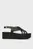 Женские черные кожаные босоножки FEMININE LEATHER FLATFORM